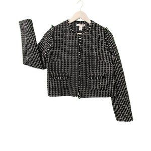 Love & Liberty Tweed Style Light Black and White Squares Details Jacket S